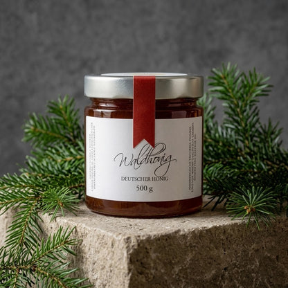 Deutscher Waldhonig im Glas – dunkler Honig mit kräftigem Aroma