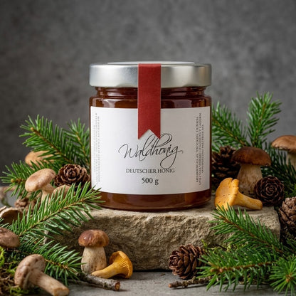 Deutscher Waldhonig im Glas – dunkler Honig mit kräftigem Aroma