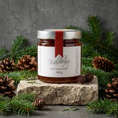 Deutscher Waldhonig im Glas – dunkler Honig mit kräftigem Aroma