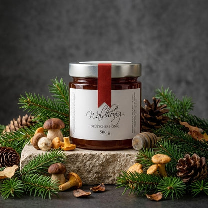 Deutscher Waldhonig im Glas – dunkler Honig mit kräftigem Aroma