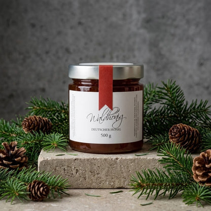 Deutscher Waldhonig im Glas – dunkler Honig mit kräftigem Aroma