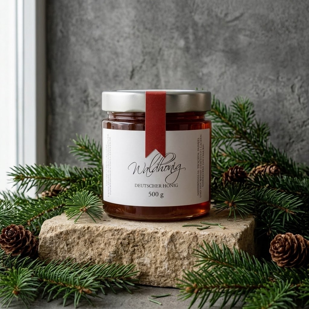 Deutscher Waldhonig im Glas – dunkler Honig mit kräftigem Aroma