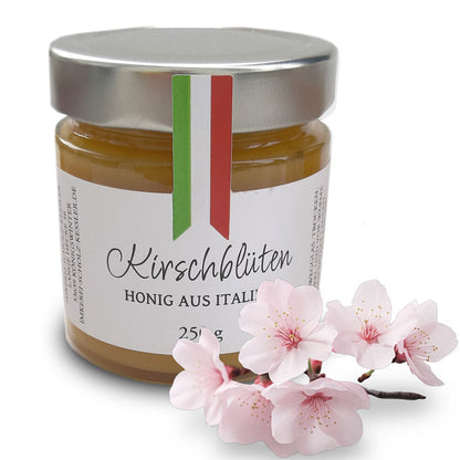 Italienischer Kirschblütenhonig im Glas – milder Honig mit goldener Farbe