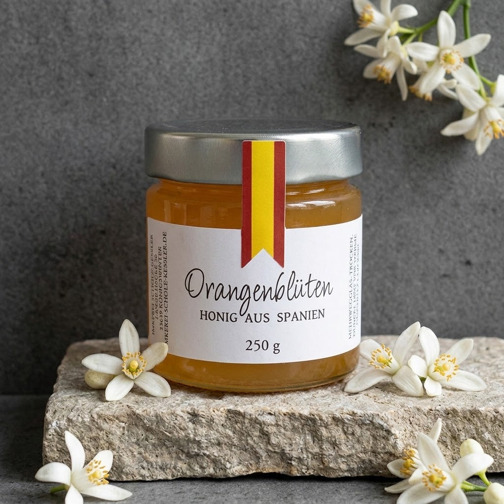 Spanischer Orangenblütenhonig im Glas – heller Honig mit feinem blumigem Aroma