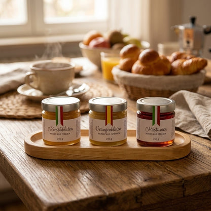 3er Honig-Geschenkset mit Holztablett