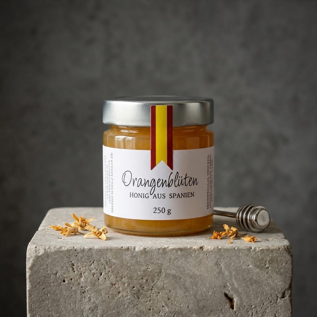 Spanischer Orangenblütenhonig im Glas – heller Honig mit feinem blumigem Aroma