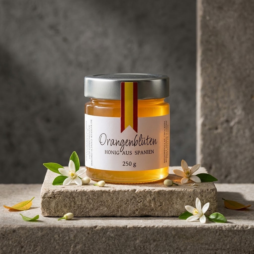 Spanischer Orangenblütenhonig im Glas – heller Honig mit feinem blumigem Aroma