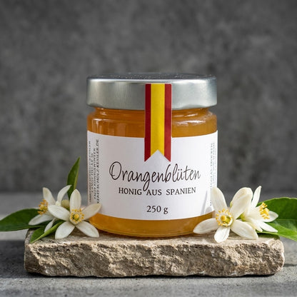 Spanischer Orangenblütenhonig im Glas – heller Honig mit feinem blumigem Aroma